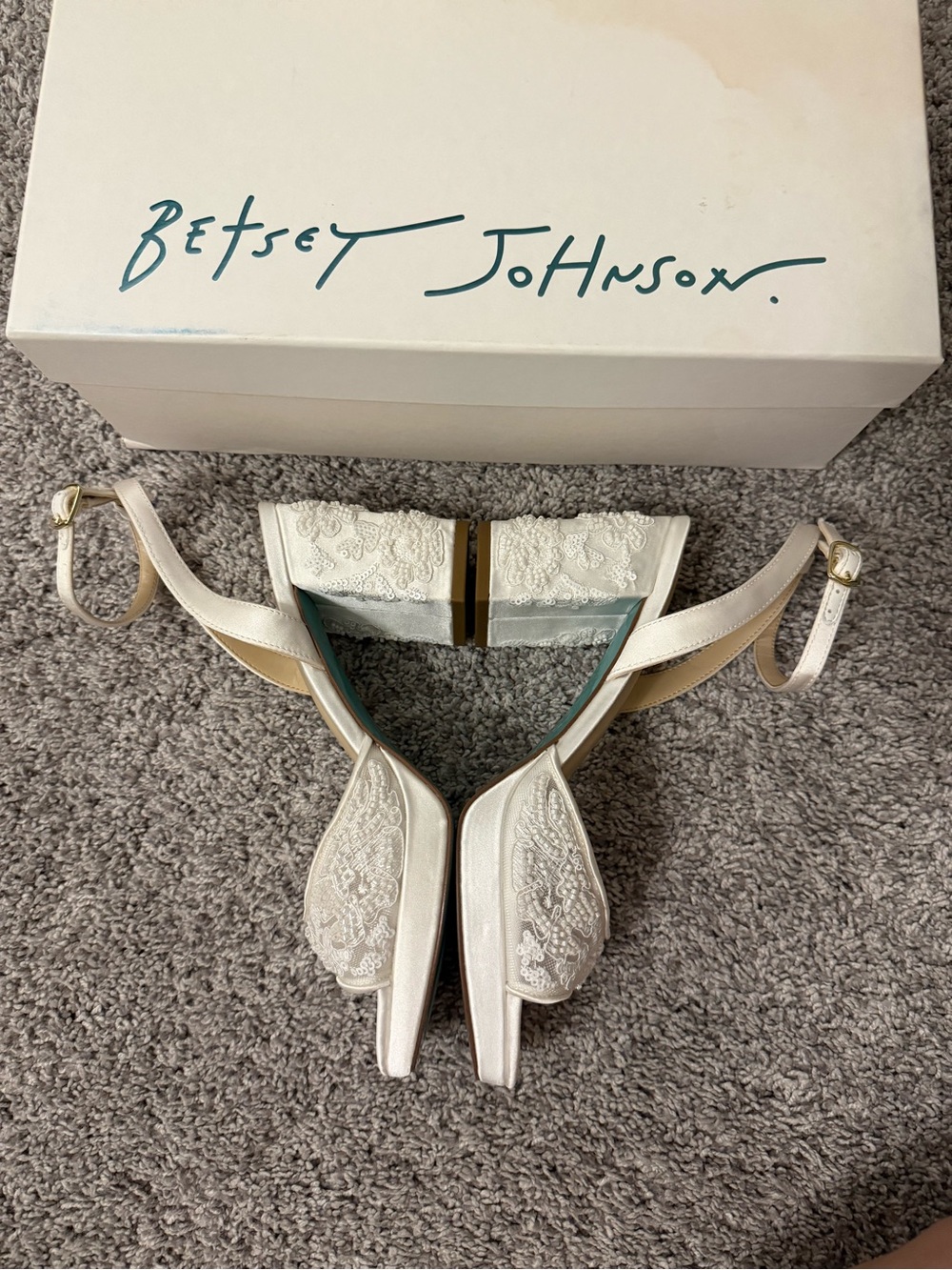 Betsey Johnson Junie Ivory Beaded Platform Heels | Bridal Heels | Size 6.5 - Picture 7 of 13